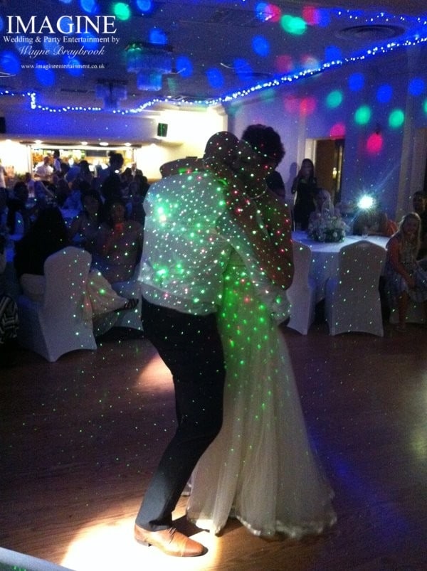 Laser dots on the first dance photos