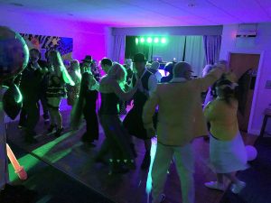 A full dance floor with the Retro Roadshow mobile disco at Dave's party at Brampton Park golf club