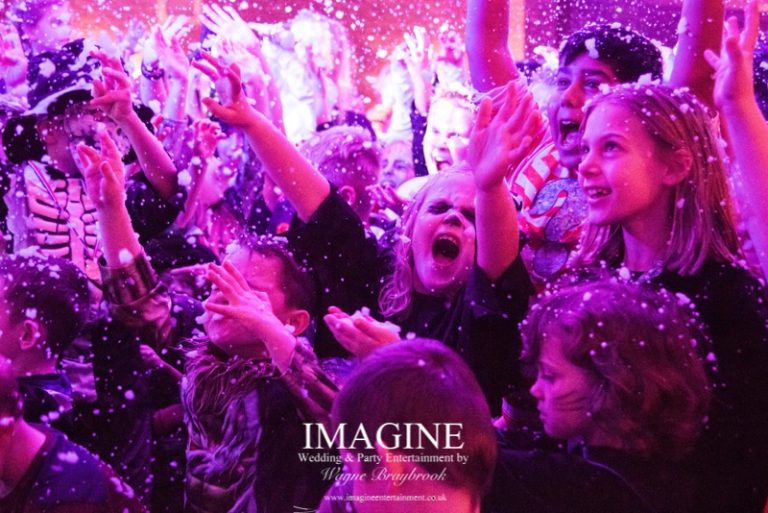 Snow at an Imagine Children's disco party in Ely, Cambridgeshire