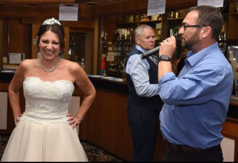 Wedding Party DJ Wayne Braybrook at work at a wedding