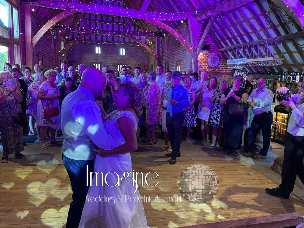 Terri & Pete's evening reception at The Thatch Barn, Yelling