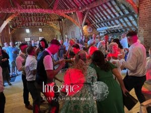 Terri & Pete's evening reception at The Thatch Barn, Yelling